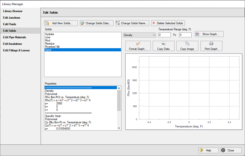 Edit Solids library panel interface